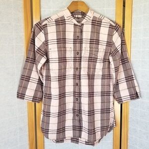 Women's Carhartt Plaid Button-Up Flannel Shirt Workwear Size XS Relaxed